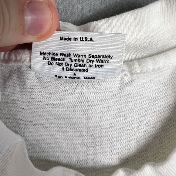 VTG Blank Plain White T Shirt Fits L Sunbelt Short Sleeve 80s Single Stitch USA - Picture 4 of 9